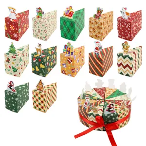 Kerst taart gevormde geschenkdozen set, driehoekige papier snoepdozen voor feestjes en cadeaus.