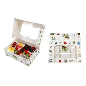 Dekorative Geschenkbox aus Papier mit Schreibwaren-Muster für Lehrer-Souvenirs.