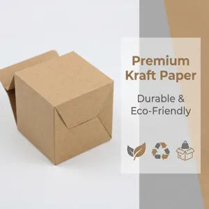 Vue détaillée de la boîte cadeau en papier kraft écologique, durable et élégante.
