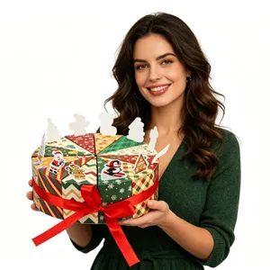 Kersttafelvormige geschenkdozenset met onafhankelijke snoepverpakking voor feest.