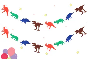 Kleurrijke vilt dinosaurus slingers voor kinderverjaardag feestje, schattige hang decor.