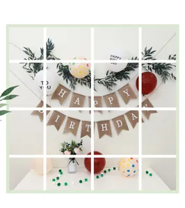 Bosstijl verjaardagsfeest decoratieset inclusief jute banner en bedrukte latex ballonnen.
