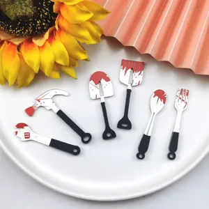 Halloween Double Sided Resin Acrylic Bloody Tool Charms For DIY Earring Jewelry Making Horror Party Decoration Craft Supplies