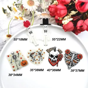 Halloween stampato fronte retro acrilico scheletro DIY orecchini ciondoli accessori