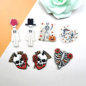 Halloween stampato bifacciale acrilico scheletro fai da te orecchini pendente accessori