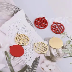 DIY Legierung Schmuck Accessoires chinesischen Stil Fu Doppelter Glück Anhänger Ohrringe Handwerk