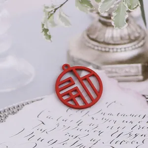 DIY rote Legierung Fu-Zeichen runder Anhänger für handgemachte Ohrringe Schmuckzubehör