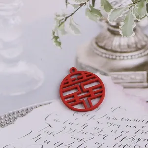 Roter doppelter Glück chinesischer Legierung Anhänger für DIY Handarbeit Schmuck Ohrringe