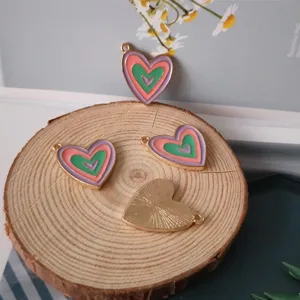 Enamel heart charms for DIY jewelry making, colorful multi-layer heart detail