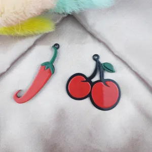 Vidrio Glaseado Cereza Chile Dijes Lindos Colgantes Fruta Verdura Para Fai da Te Pendientes Collar Fabricación Joyas