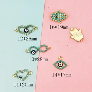 Gold metal evil eye hamsa hand charms set for DIY jewelry making earrings bracelets 10-28mm