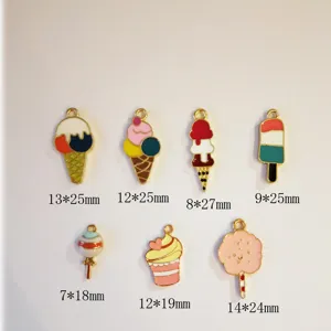 DIY ijsje lolly emaille bedels set, schattige zomer dessert metalen hangers voor sieraden.
