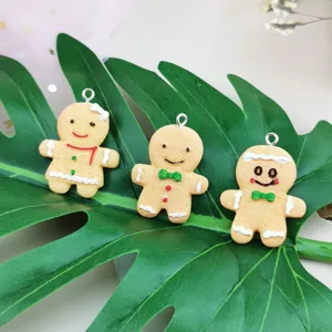 Colgantes de hombre de jengibre de resina para joyería DIY, detalle de galleta.