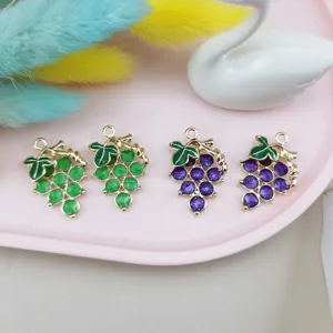 DIY enamel alloy grape charms pearlescent fruit pendants for jewelry making bracelets