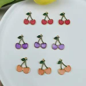 Colorful cherry enamel pendants DIY jewelry charms for cute handmade earrings and necklaces.