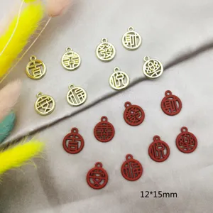 DIY ciondoli con caratteri cinesi, accessori rotondi in metallo e resina per bigiotteria.