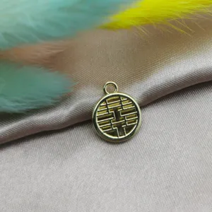 Ciondolo Double Happiness cavo placcato oro accessorio creazione gioielli fai da te.
