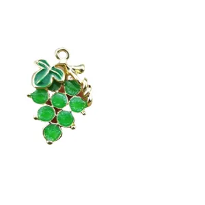 DIY Enamel Alloy Grape Pendant Fruit Jewelry Charm Necklace Keychain Bracelet Accessory