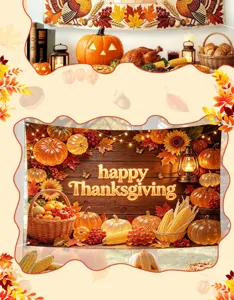Thanksgiving feest achtergrond herfst oogst pompoen kalkoen decoratie hangende banner