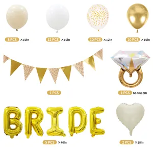 Bride party decoration balloon set white and gold wedding birthday party supplies kit