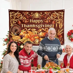 Thanksgiving achtergrond banner pompoen kalkoen feestdecoratie wandtapijt herfst oogst