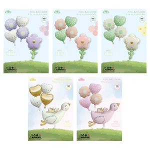 Foil balloon set featuring cute cartoon goose and daisy designs, perfect for birthday party decorations.
