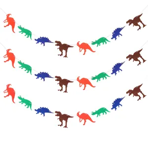 Dinosaurus thema feest decoratie vilt slingers banner, kleurrijke hangende props voor verjaardag.