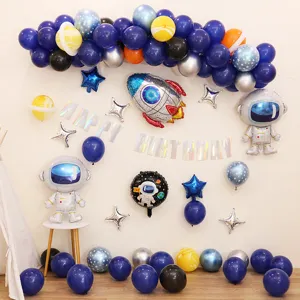 Jongens ruimte thema verjaardag feest ballon set met astronaut raket folie ballonnen