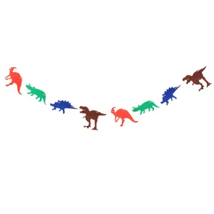 Kleurrijke dinosaurus vilt slingers banner voor kinder verjaardag feest wanddecoratie