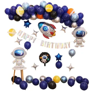 Jongens ruimte thema verjaardag feest ballon set met astronaut raket folie ballonnen