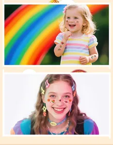 Waterproof temporary face tattoos stickers rainbow planet party children kids festival makeup