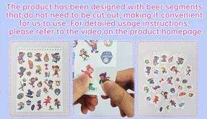 Kids cartoon sticker book set, cute pre-cut decorative stickers for boys and girls DIY fun.