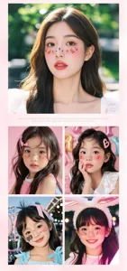 Gros plan détaillé de stickers faciaux mignons et de tatouages pour le maquillage de fête.