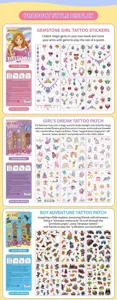 Kids cartoon temporary tattoo sticker book set with cute designs for girls and boys.