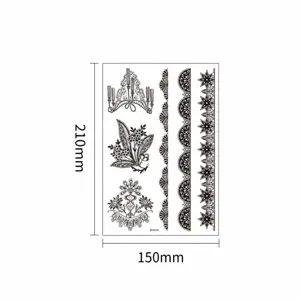 Lace henna mandala temporary tattoo sticker sheet waterproof body art geometric design style