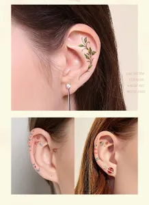 Oor tattoo stickers delicate bloemen bladeren kleine tijdelijke lichaamskunst schattige stijl