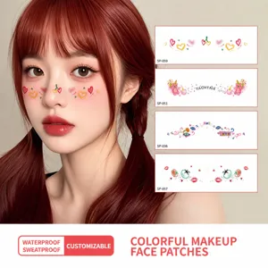 Autocollants de Tatouage de Visage de Maquillage Mignon Papier de Transfert d'Eau Dessin Animé de Note de Musique Tatouage Temporaire pour Fête d'Anniversaire Concert