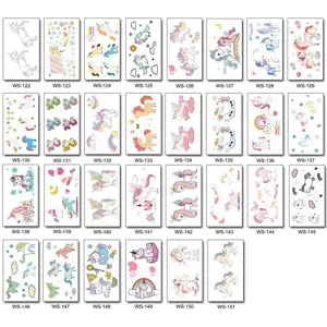 Kids Cartoon Unicorn Temporary Tattoo Stickers Waterproof Cute Party Gift Grid Set