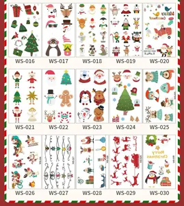 Tatouages temporaires de Noël pour enfants autocollants de visage de dessin animé.