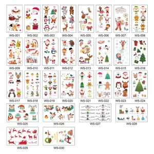 Tatouages temporaires de Noël pour enfants étanches colorés mignons autocollants flocon