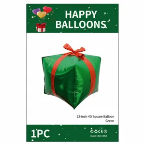 22 Inch 4D Kubus Cadeau Doos Folie Ballon Groen Metalliek Verjaardag Feest Decoratie