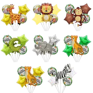 Jungle animal foil balloon set birthday party decoration cute giraffe lion monkey zebra