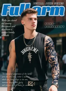 Herbal juice full arm tattoo sticker, waterproof long-lasting semi-permanent body art.