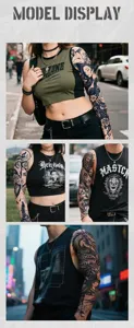 Herbal juice full arm temporary tattoo stickers, semi-permanent waterproof realistic tattoo.