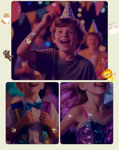Adesivi per tatuaggi temporanei fluorescenti per bambini, festa di compleanno.