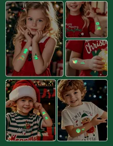Kids Christmas glow tattoo stickers waterproof cartoon luminous body art decals for holiday parties