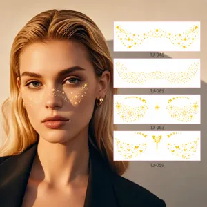 Gold Freckle Temporary Tattoo Stickers Waterproof Metallic Face Makeup Stars Universe Butterfly Glitter Stickers Party