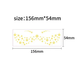 Gold foil face temporary tattoo sticker snowflake star eye makeup design 156x54mm