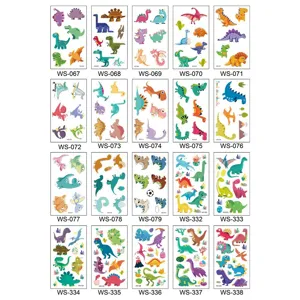 Waterproof cartoon dinosaur temporary tattoo stickers for kids cute animal body art 20 sheets