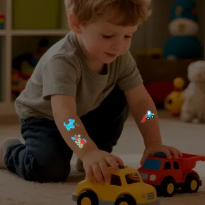Kids luminous temporary tattoo stickers glowing cartoon waterproof body art for children main